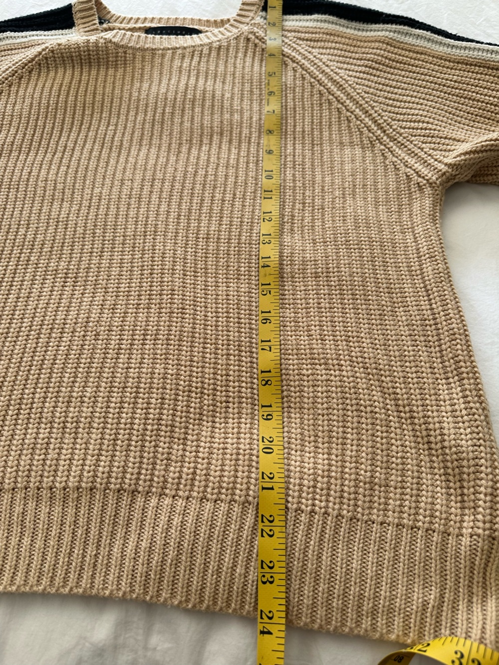 Sanctuary crewneck Sweater with Black & White Stripe Sleeve, size large - Picture 14 of 16